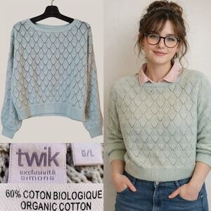 Twik Simons Organic Cotton blend Knit Mint Green Sweater